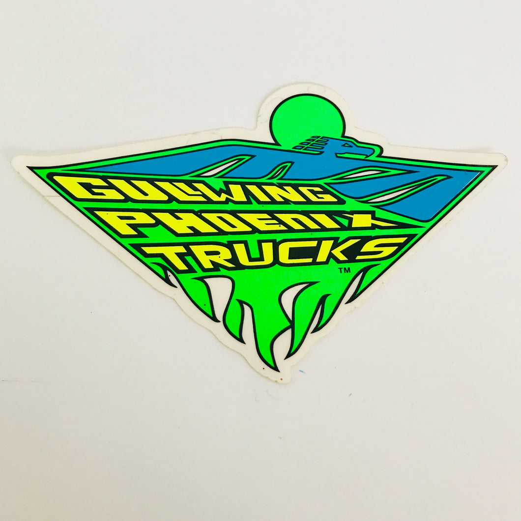 Vintage skateboard Gullwing Phoenix Trucks neon sticker